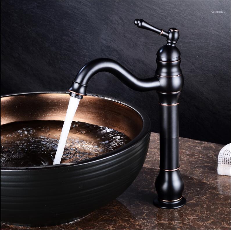 

Black Tall Basin Faucets + Pipe, Brass Lamp Shape Bathroom Sink Faucet Single Handle Hole Deck Vintage Wash Hot Cold Mixer Tap1