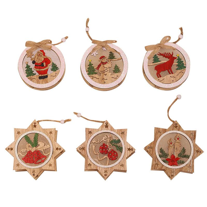 

Wooden Glow Pendant/Pentagram Round Pendant/Old Man Snowman Deer Decoration/Home Decor/DIY House/Christmas Tree Pendant