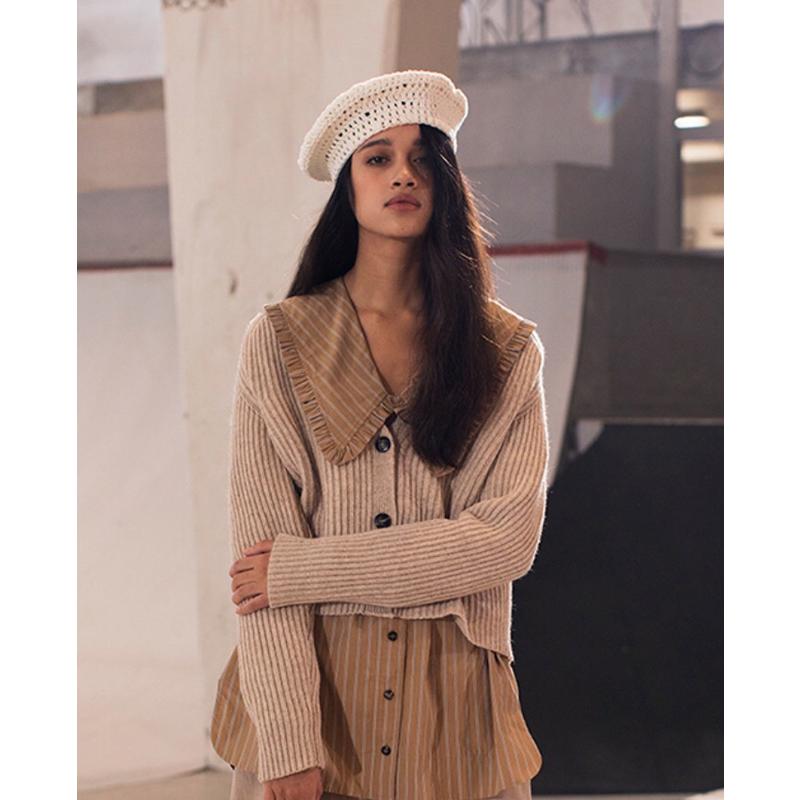 

12.12 HIGH QUALITY Early Spring New Women' Fashion Striped Doll Collar Long Sleeve Cotton Temperament Shirt Blouse, Blue