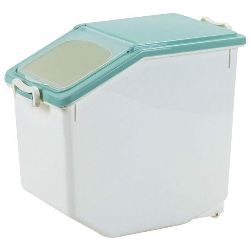 

15KG/33Lb Rice Storage Container Airtight Food Container with Sealed Cereal Grain Organizer with Wheels for Kitchen(About 80 Cup C0116, Sky blue