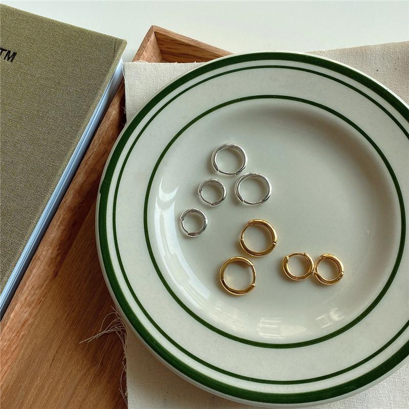 

RUIYI Real 925 Sterling Silver Minimalist Circle Niche Earring 10mm 15mm Diameter Silver Gold Simple Hoop Earrings Chic Jewelry