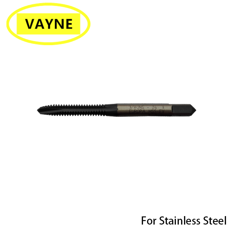 

VAYNE HSSE machine Standard Spiral Pointed Taps For Stainless Steels M2M2.5M3M4M5M6M7M8M10X1.5/M12M14M16 UNC2-56 U1/4-20 Black