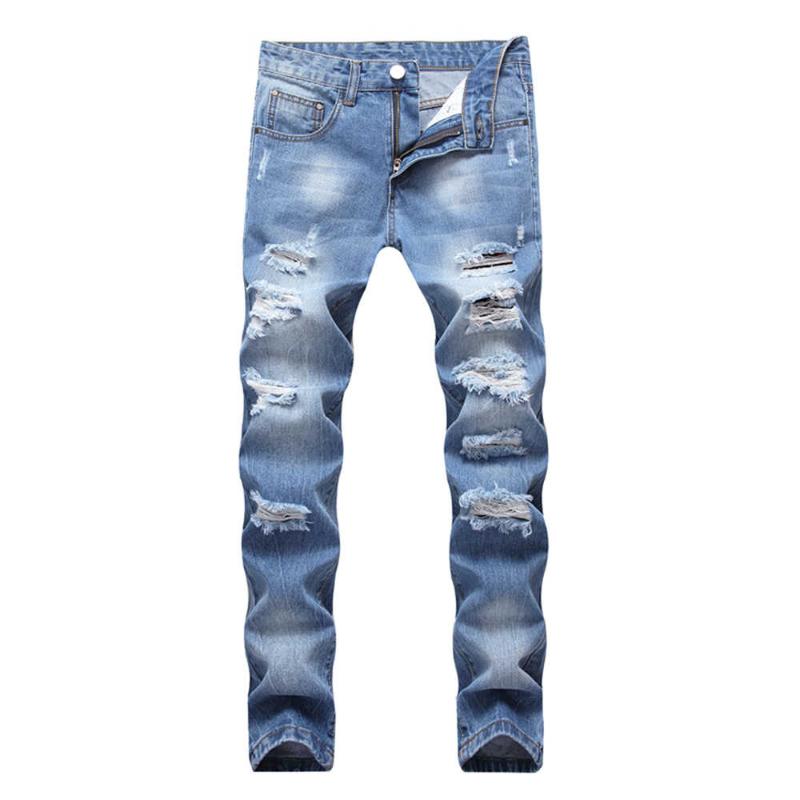 

Men's Jeans Clothing Mens 2022 Casual High Quality Coated Slim Straight Pleated Biker Male Denim Pants Plus Size 42, Blue