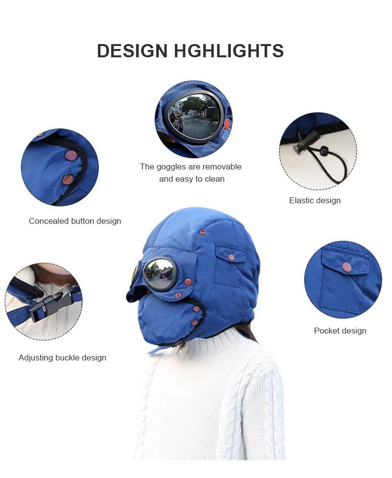 

2020 New original design fashion warm cap winter men winter hats for women kids waterproof hood hat with glasses camping caps, Red