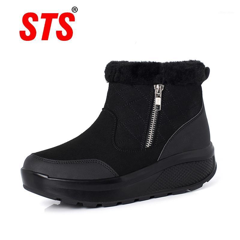 

Boots STS Women's Winter Snow Keep Warm Women Zipper Outdoor Cotton Shoes Woman Fur Sneakers Light1, Black