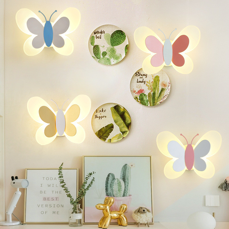 

Nordic Home Decoration Bedroom Lights Vanity Light Butterfly Wall Sconce Night Lights for Kids Sconces Wall Lighting for Girls