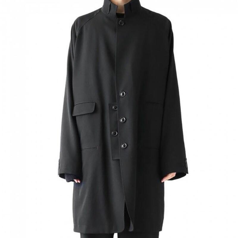 

HOT/Spring Men' New Fashion Personalized Customization Large size Mid-length loose stand collar casual jacket /-6XL, Black