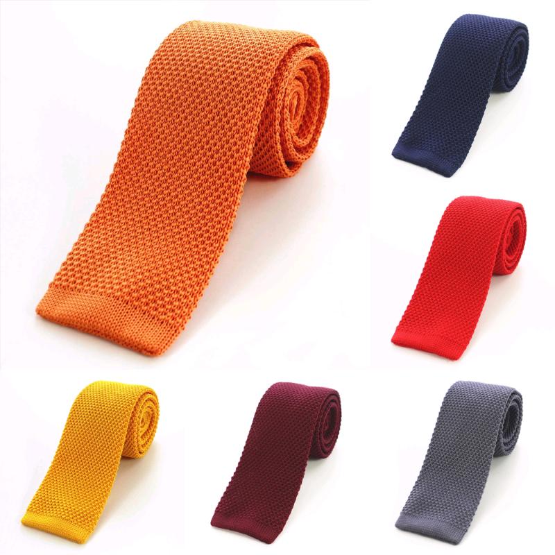 

Men Knitted Plain Tie 5.5cm Solid Color Gold Burgundy Handmade High Quality Narrow Slim Skinny Woven Necktie Party Accessorie