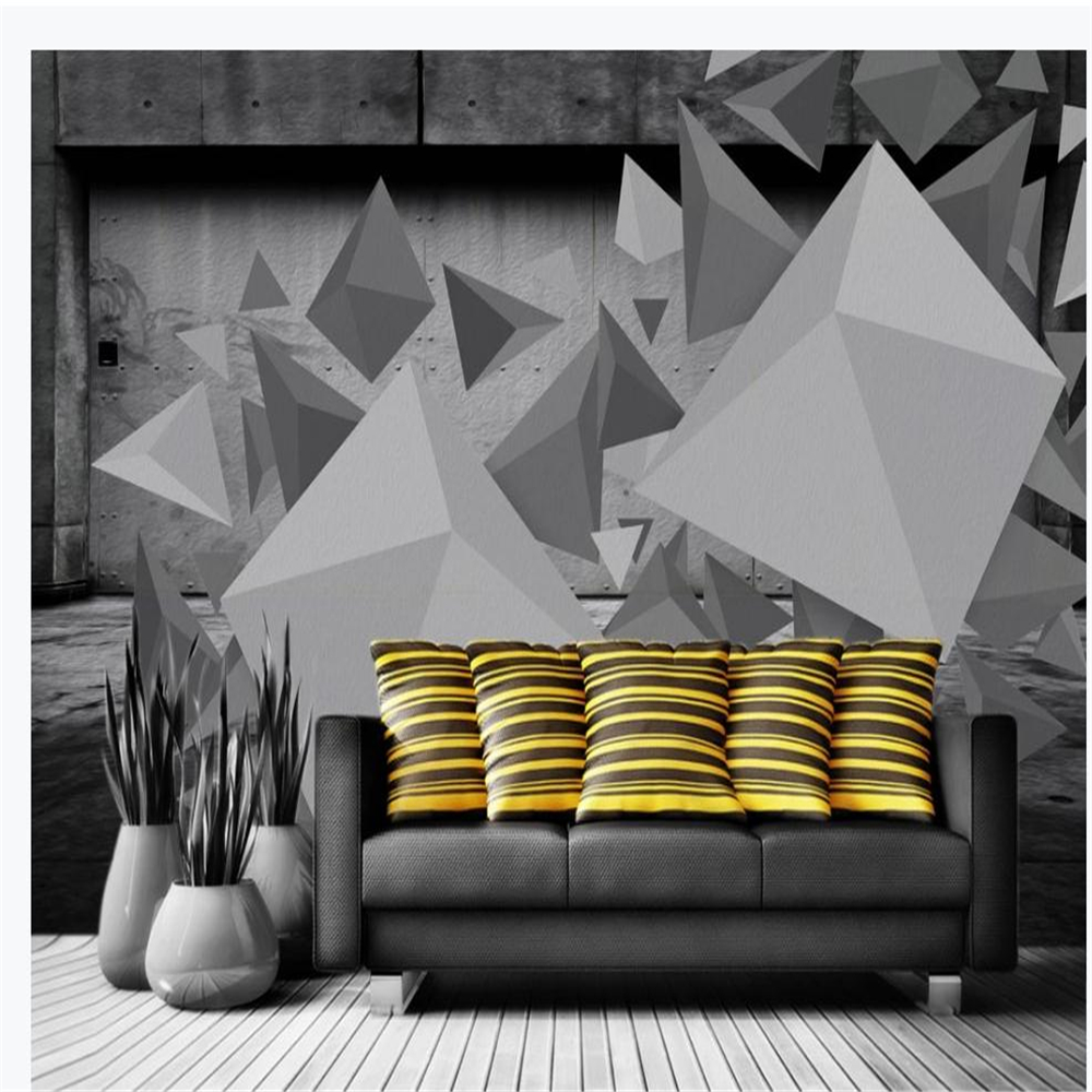 

customized wallpaper for walls Three-dimensional personality geometric wallpapers sofa decorative painting background wall, Grey