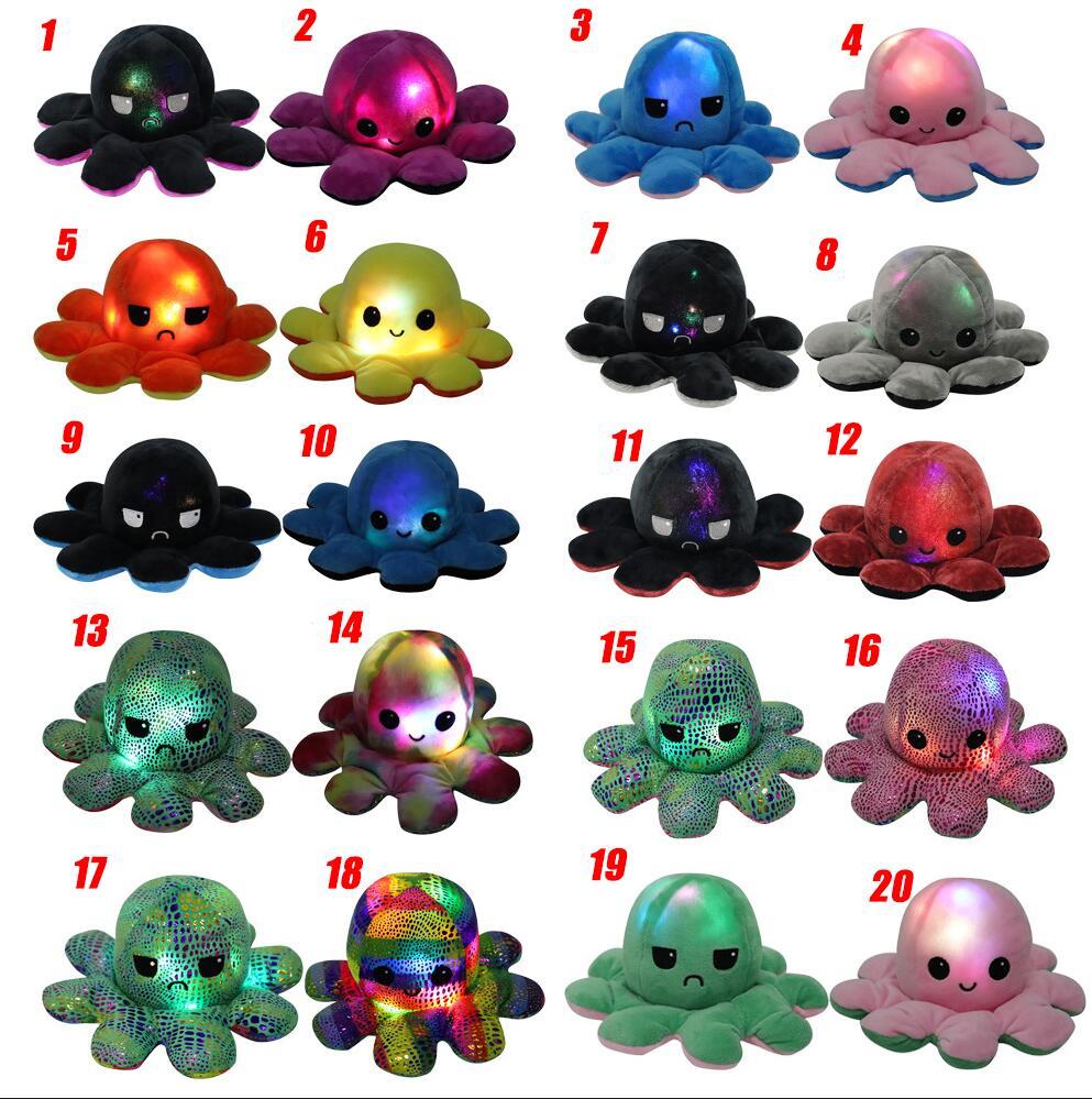 

40 Colors Lighted Reversible Flip Octopus Stuffed Doll Soft Simulation Reversible Plush Toy Color Chapter Plush Doll Filled Plush Child Toy