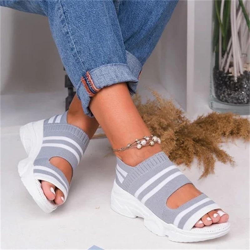 

Women Breathable Comfy Sandals 2020 Fashion Ladies Summer Platform Shoes Plus Size Slip On Flat Casual Female Sandals, Yellow