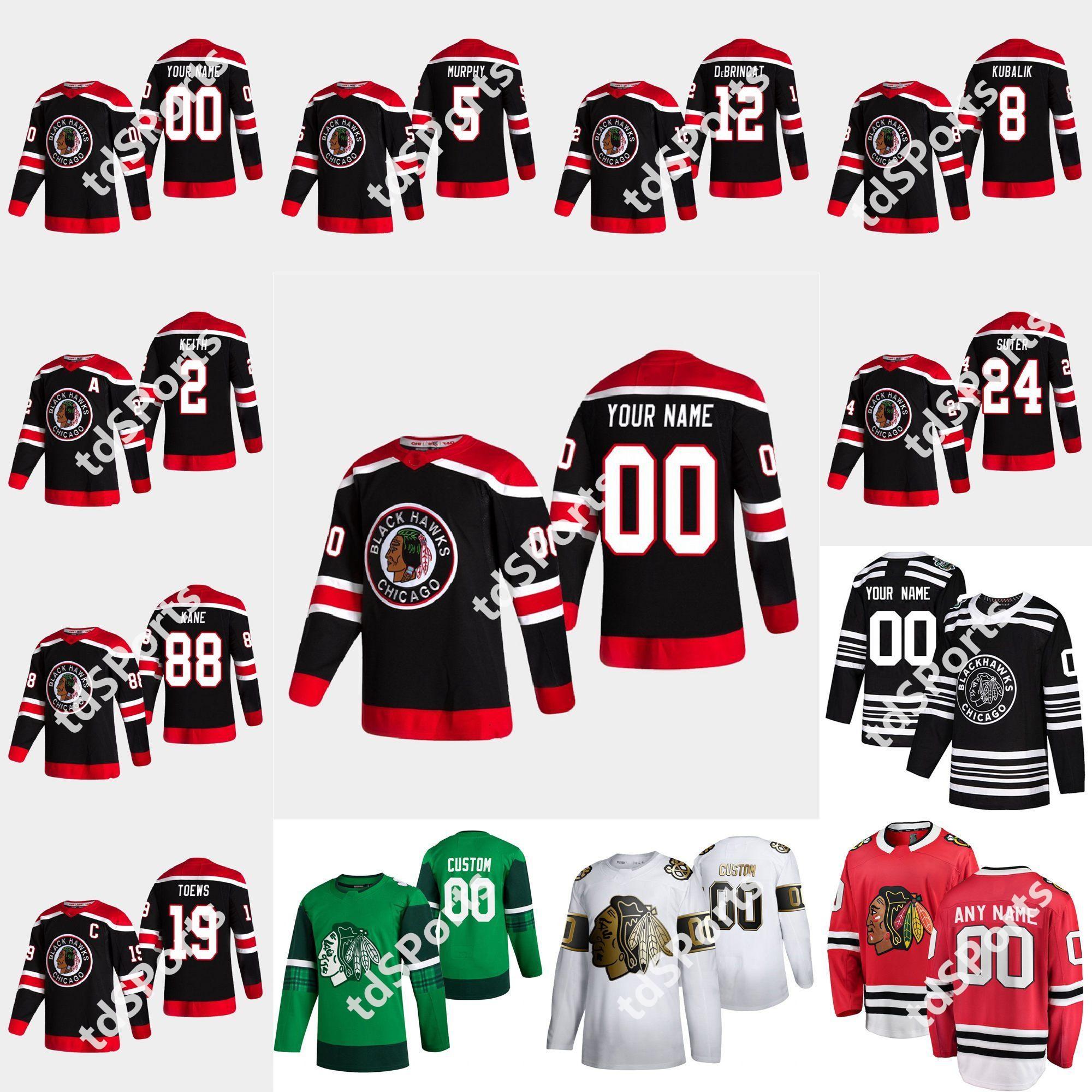 

Chicago Blackhawks 2021 Reverse Retro Hockey Jersey Alex DeBrincat Eddie Olczyk Brent Seabrook Malcolm Subban Artem Anisimov Custom Stitched, As shown in illustration