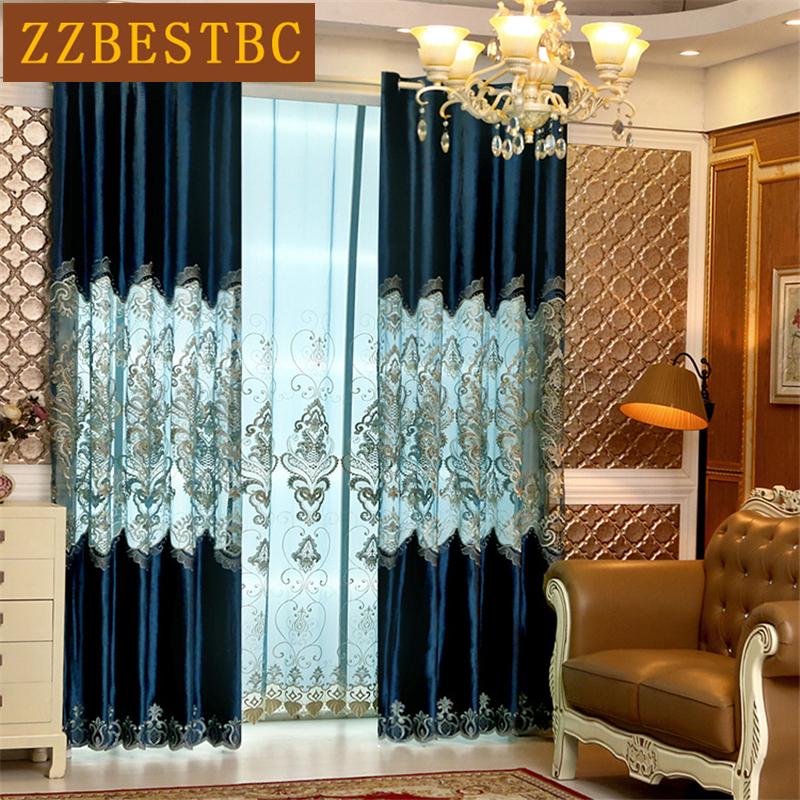 

luxury European embroidery curtain fabric for Bedroom With high-grade Voile Curtain for Living Room Window kitchen
