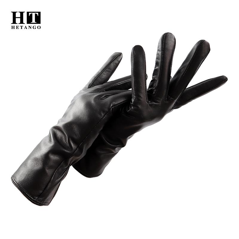 

New winter women's genuine leather gloves outdoor warm sheepskin fashion ladies gloves wool lining thicken cold-proof mittens