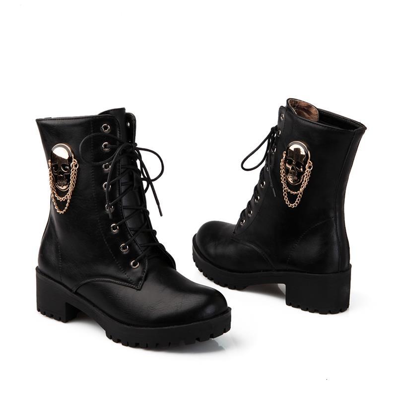 

2021 New Sell Warm Woman Skull Street Rentals to Women's Boots Fashionable Autumn Ladies Winter Shoes CVSO, Black