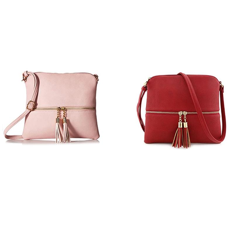 

Messenger Bag Handbag Shoulder Tassel Female Bag Casual Portable Messenger Shoulder Fashion Small Square, Pink