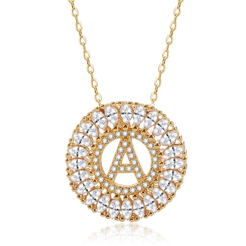 

Gold Colors Zircon Letter Necklace Pendant 26 Letter Iced Out Zircon Gold Chain for Men Women Hip Hop Chain Jewelry Gifts