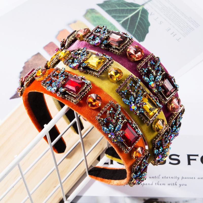 

Hair Clips & Barrettes 2021 Fashion Headbands For Women Temperament Flannel Wide Side Metal Rhinestone Accessories1