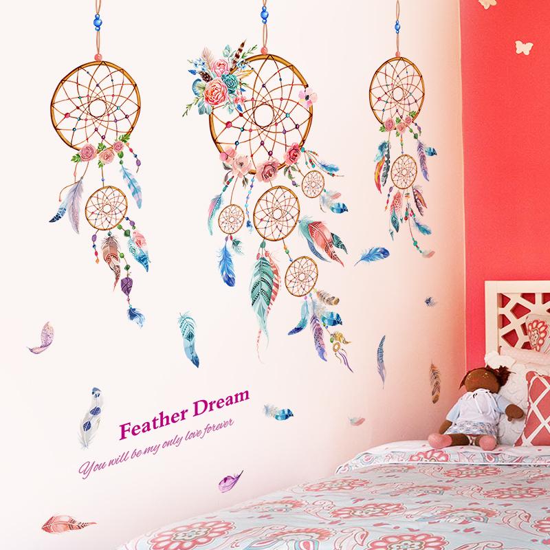 

Dreamcatcher Wall Sticker DIY Cartoon Feathers Mural Decals for Kids Room Baby Bedroom Nursery Home Decoration