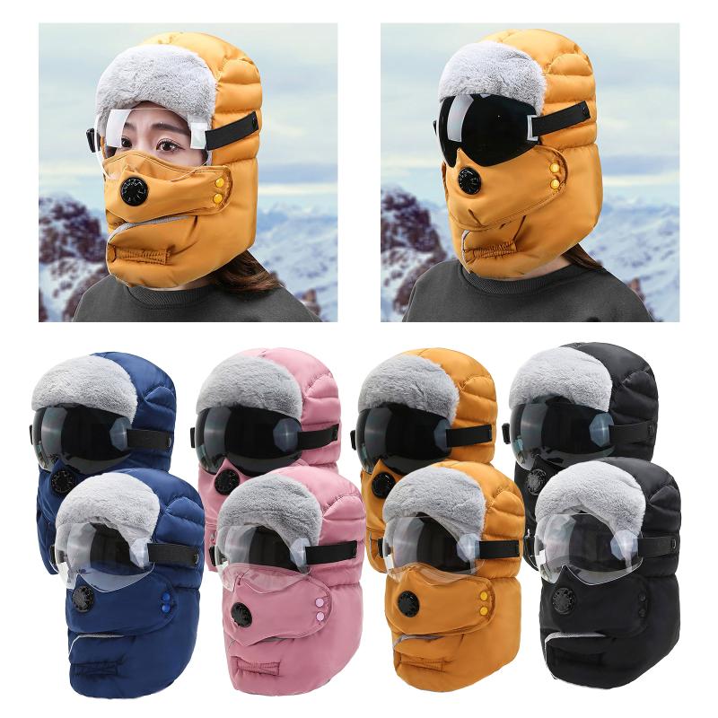 

Unisex Balaclava Winter Warm Fleece Balaclava Hat Trapper Cap Face Eye Protection Windproof Fleece Hat Snow Neck, Blue black glasses