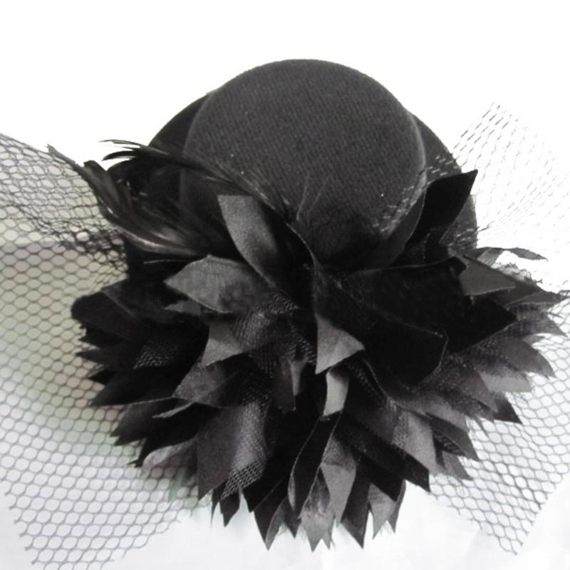 

Fashion Women Hair Hat Clip flower net mesh Lace Bowknot Top Cap Mini Party Festival Christmas Hat Headwear, As pic