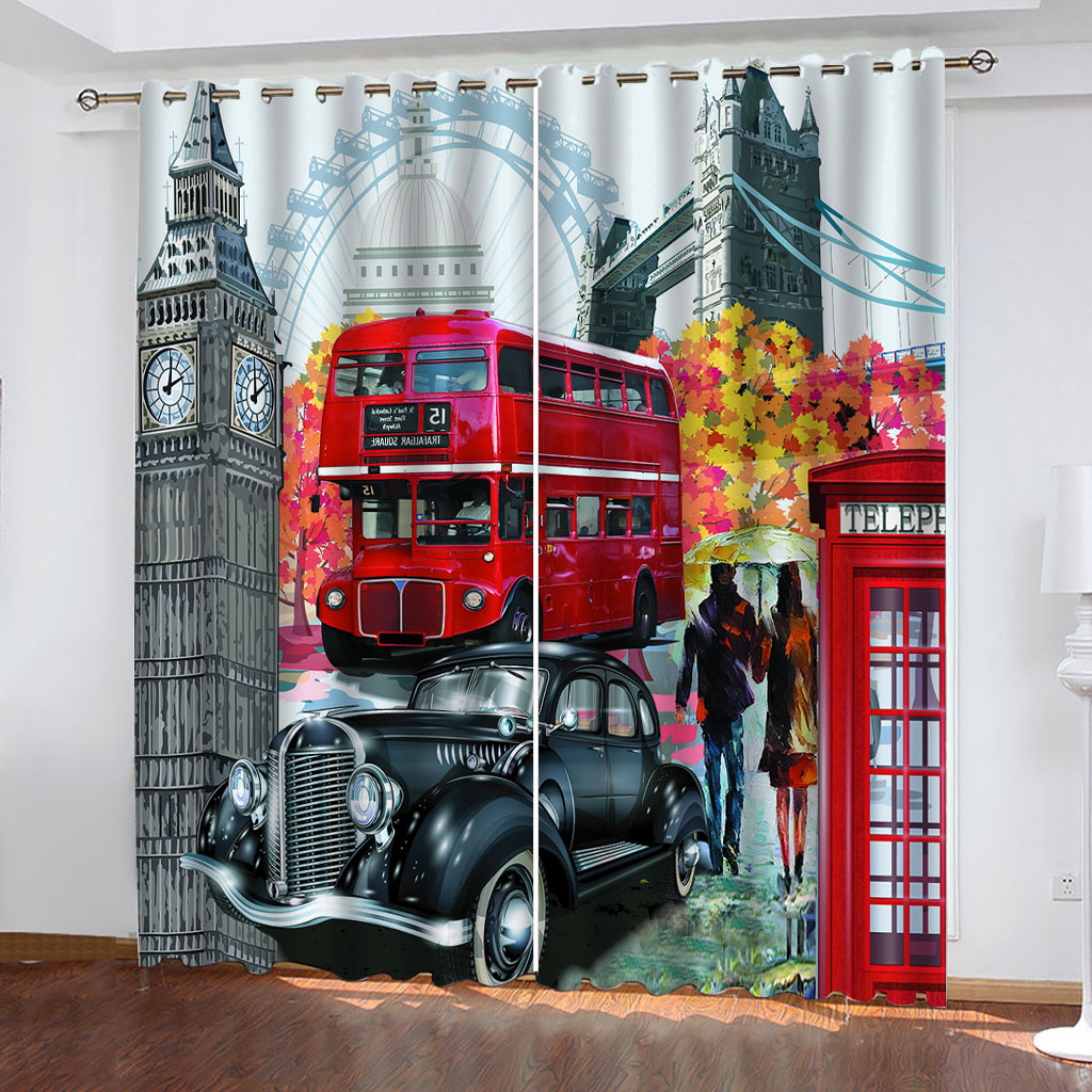 

3D Luxury Curtains Custom Bustling City Scenery Photos Printing Blackout Curtains For Living Room Bedroom 3D Curtain, As the photo