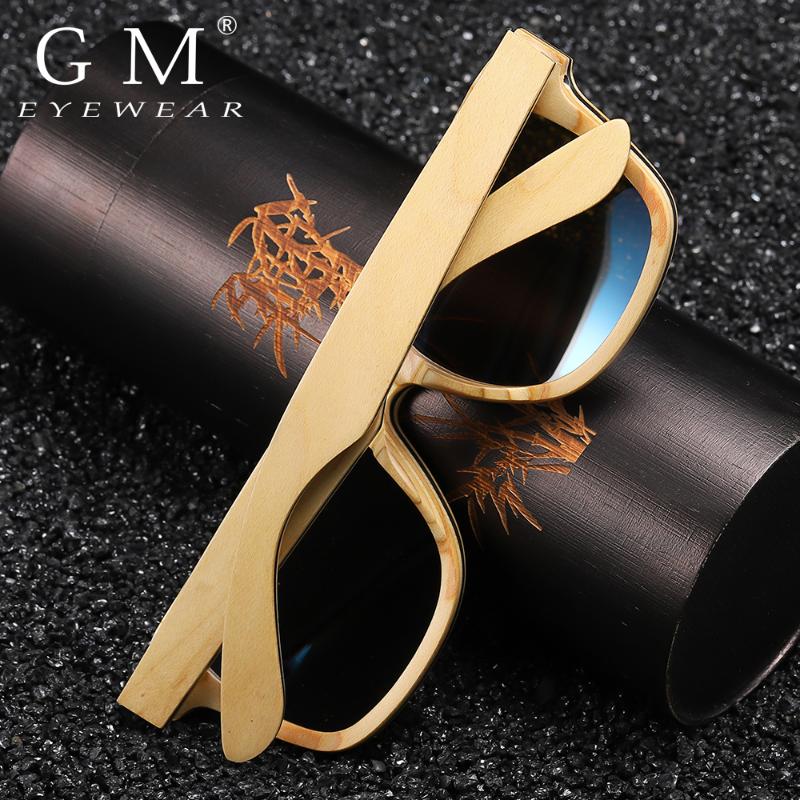 

Sunglasses GM Handmade Retro Natural Skateboard Wooden Men Women Polarized Mirror UV400 Sun Glasses Full Frame Wood Shades
