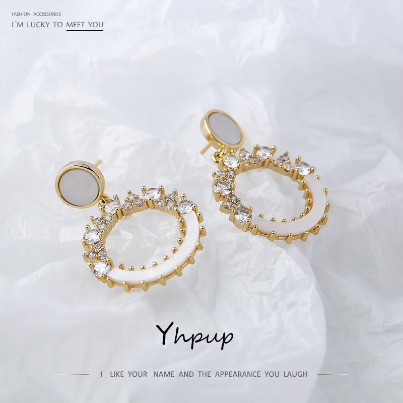 

Dangle & Chandelier Yhpup Statement Round Hollow Acrylic Earrings Delicate Shiny Cubic Zirconia Jewelry Fashion Geometric For Women