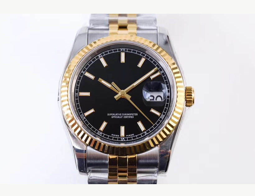 

Top Best ARF V3 904L Steel Datejust men watch 36mm Two Tone Real Yellow Gold Silver Dial ETA 3135 movement waterproof Jubilee Bracelet watch, Black