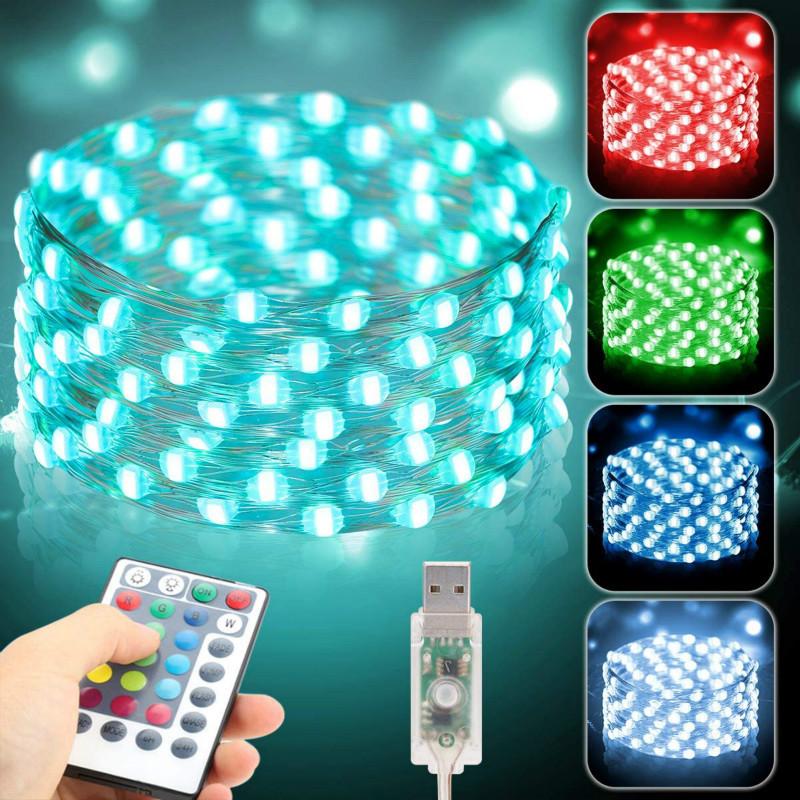 

Strings Remote Control Fairy Led String Lights 16 Colors USB 5V 5m/10m/20m Christmas Garland Outdoor Light For Wedding Xmas Party Decor