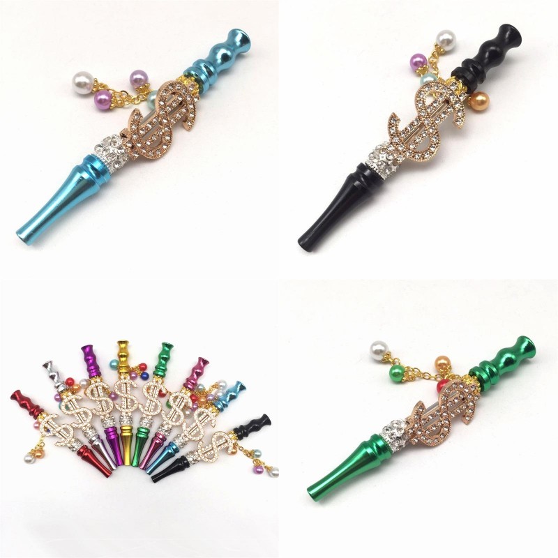 

Metal Hookahs Tips Crystal Inlaid S Gold Plating Smoking Pipes Beads Pendants Hookah Shishas Portable Popular 16ml G2
