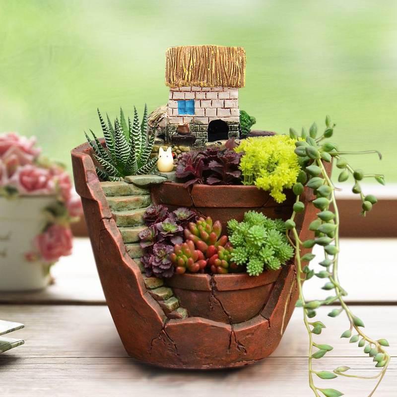 

Household Sky Garden Succulent Plant House Flower Basket Garden Flower Vase Planter Plant Sky Bonsai Pot Decor Gift