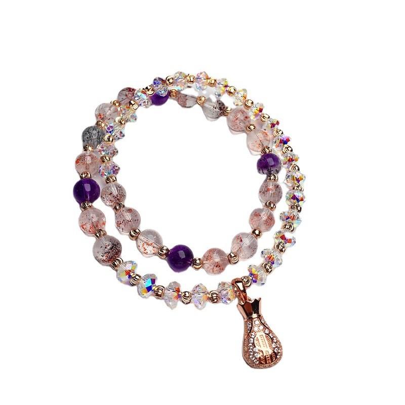 

Natural Super Seven Crystal Money Bag Light Luxury Bracelet