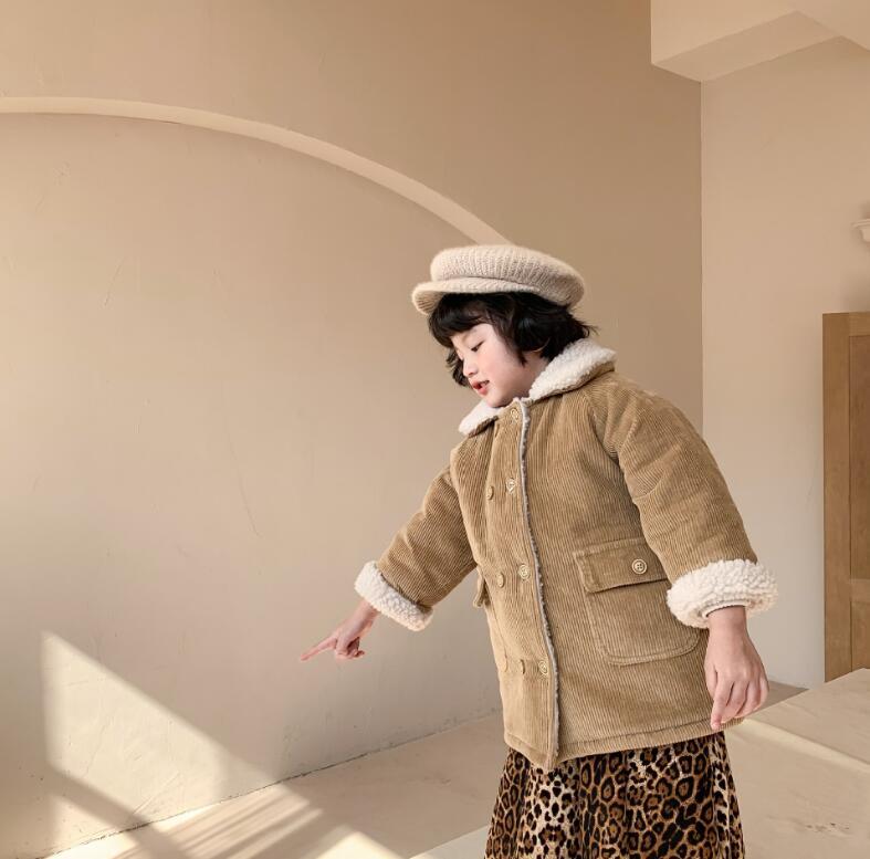 

2020 new wholesale girls thicken corduroy coat winter full sleeve girls jacket 1-6 years YT836, Black