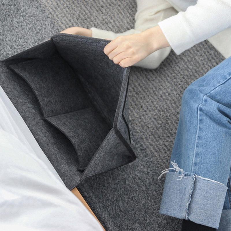

Felt Bedside Storage Bag Bed Skirt Storage Pocket Bag Organizer Caddy for Bedroom Mattress Holder College Dorm Room Under1