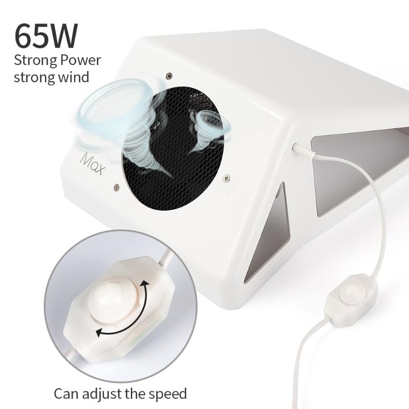 

65W Adjustable Nail Polishing Dust Cleaner Nail Dust Collector Vacuum Suction Art Equipment Manicure Salon Machine
