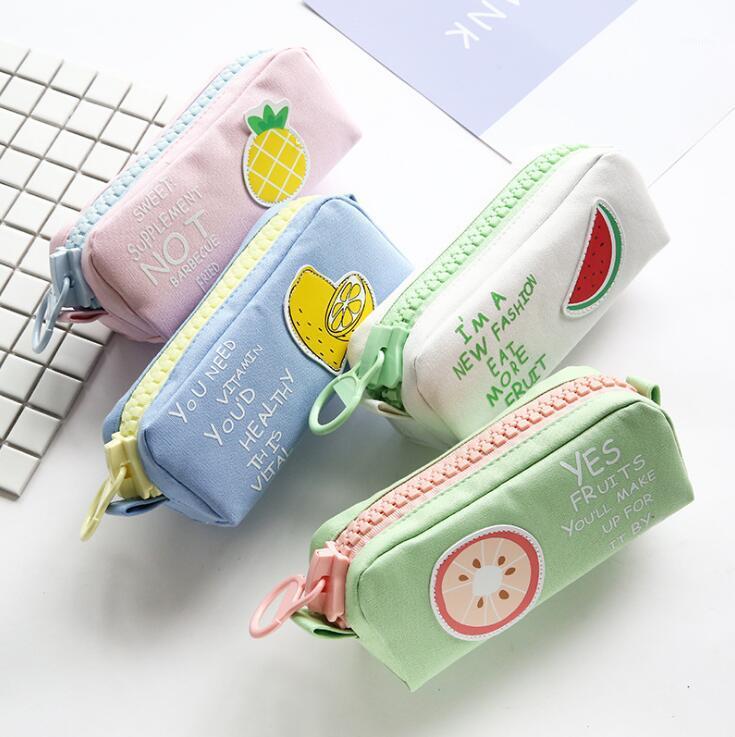 

Fresh Fruit Big Zipper Canvas Large Pencil Case Stationery Storage Organizer Bag School Office Supply1