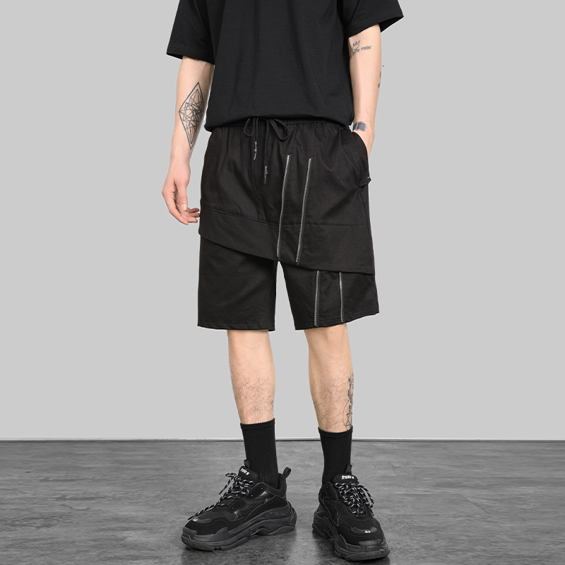 

2021 New S-6xl!! Casual Style Summer Male Decoration Five Minutes Culottes Hairstylist Big Crotch Harlan Men's Shorts HIXD, Black