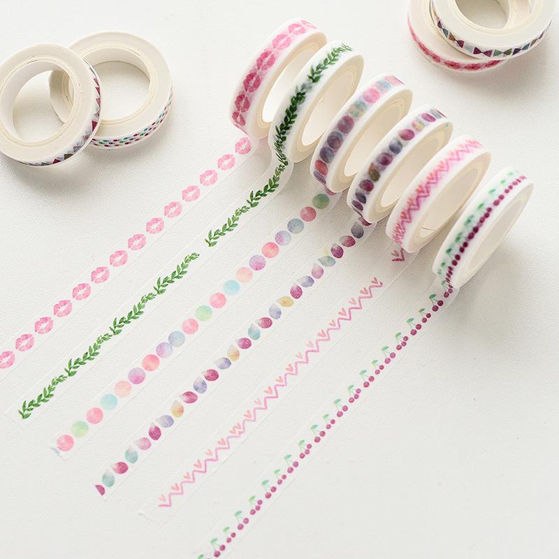 

1Pc Kawaii Stickers Scrapbooking Cute Dot Flower Decorative Paper Bowknot Scrapbook Diary Photo Adhesive Masking Tape 8mm