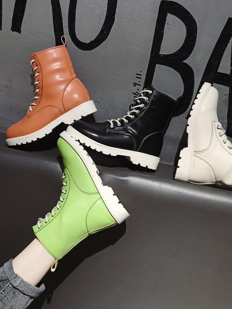 

Boots Female Autumn Single British Wind 2020 New Spring And Autumn Single Boots Wild Handsome Motorcycle Shoes, Green