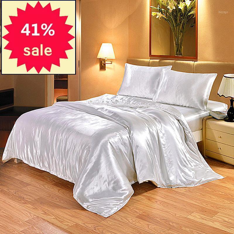 

40Satin Silk Bedding Set Queen King Size Bed Set Quilt Duvet Cover Linens And Pillowcase For Single Double Bedclothes1, Black