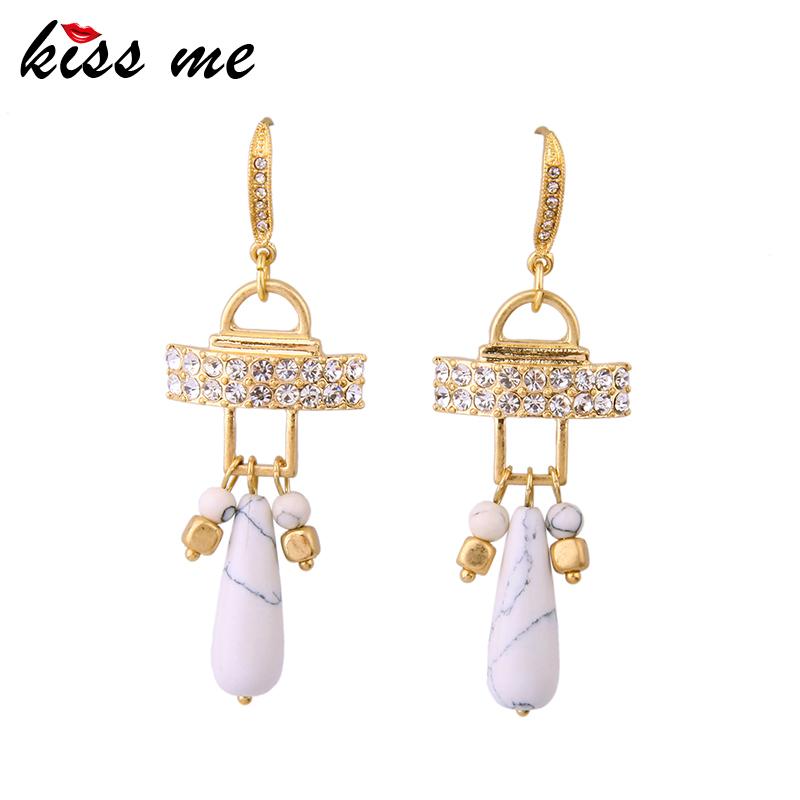 

KISS ME New Long Big Earrings for Women Alloy Synthetic Stone Rhinestone Jewelry Brand Drop Earrings