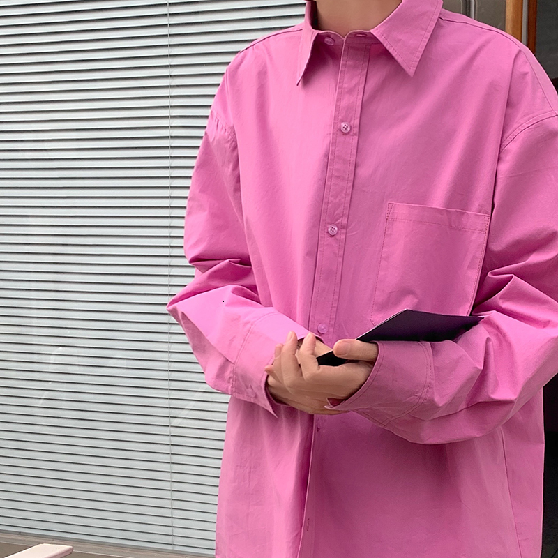 

Autumn 2021 Male New Thin Sleeve Long Shirt Clothes 7DUO, Pink