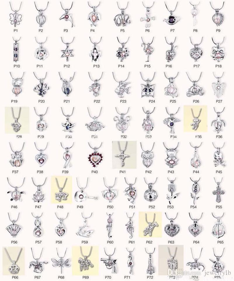 

75 Styles in Stock 18kgp Fashion Love Wish Pearl/ Gem Beads Locket Cages Pendants, Diy Pearl Necklace Charm Pendants Mountings 100pcs/lot