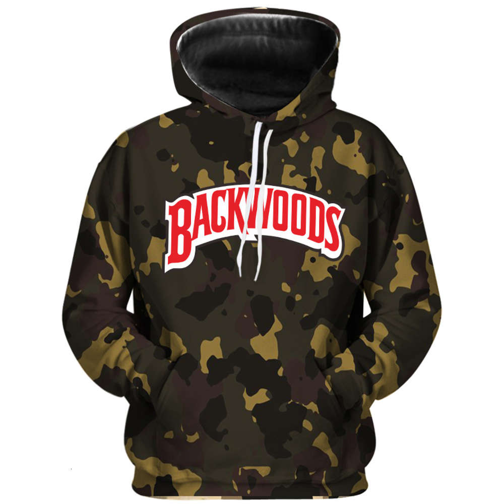 

Fashion street clothing backwoods camouflage even men's and women's digital 3D sweater sportswear, Black