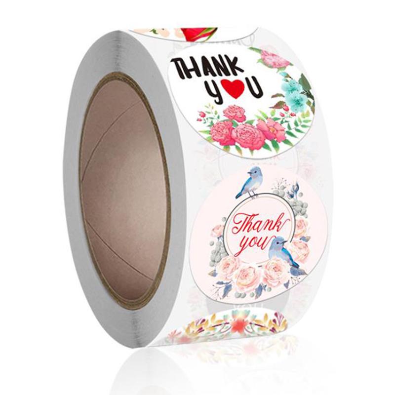 

Floral Thank You Sticker Seal Label Christmas Gift Decoration Sticker Packaging Stationery