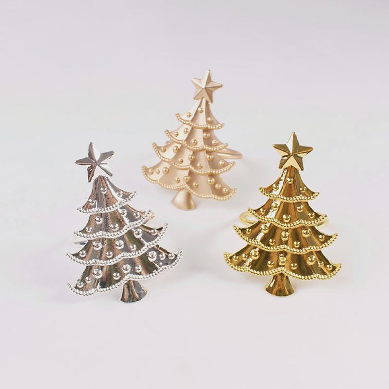 

Christmas Tree Top Star Napkin Rings Fashion Metal Napkin Holders Buckles For Thanksgiving Festival Parties Household