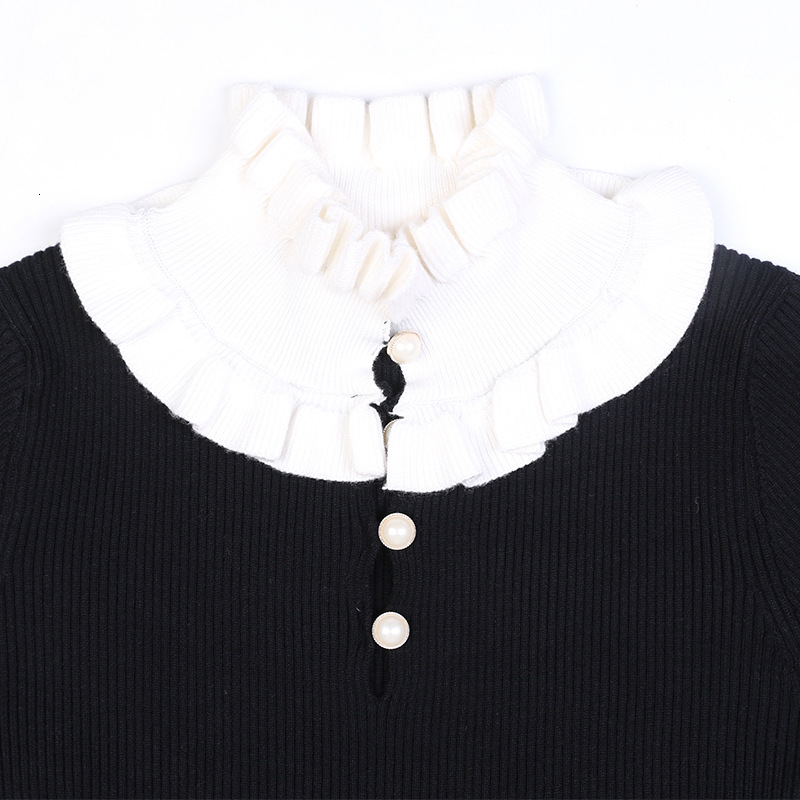 

High Quality 2021 Spring Mesh Elegant Retro-black Tassels Peter Collared Frilly Lady' Party Dress 7rl3