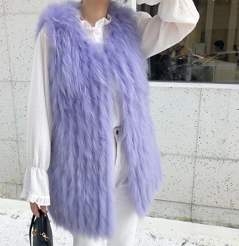 

Raccoon Fur Waistcoat Fur Coat Female 2020 New Winter Hot, Lavender
