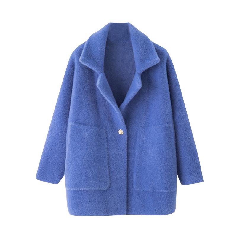 

Imitation Mink Velvet Coats Autumn and Winter Jacket Loose Large Size Knit Cardigan Coat Female Thickening plus size cardigans, Black